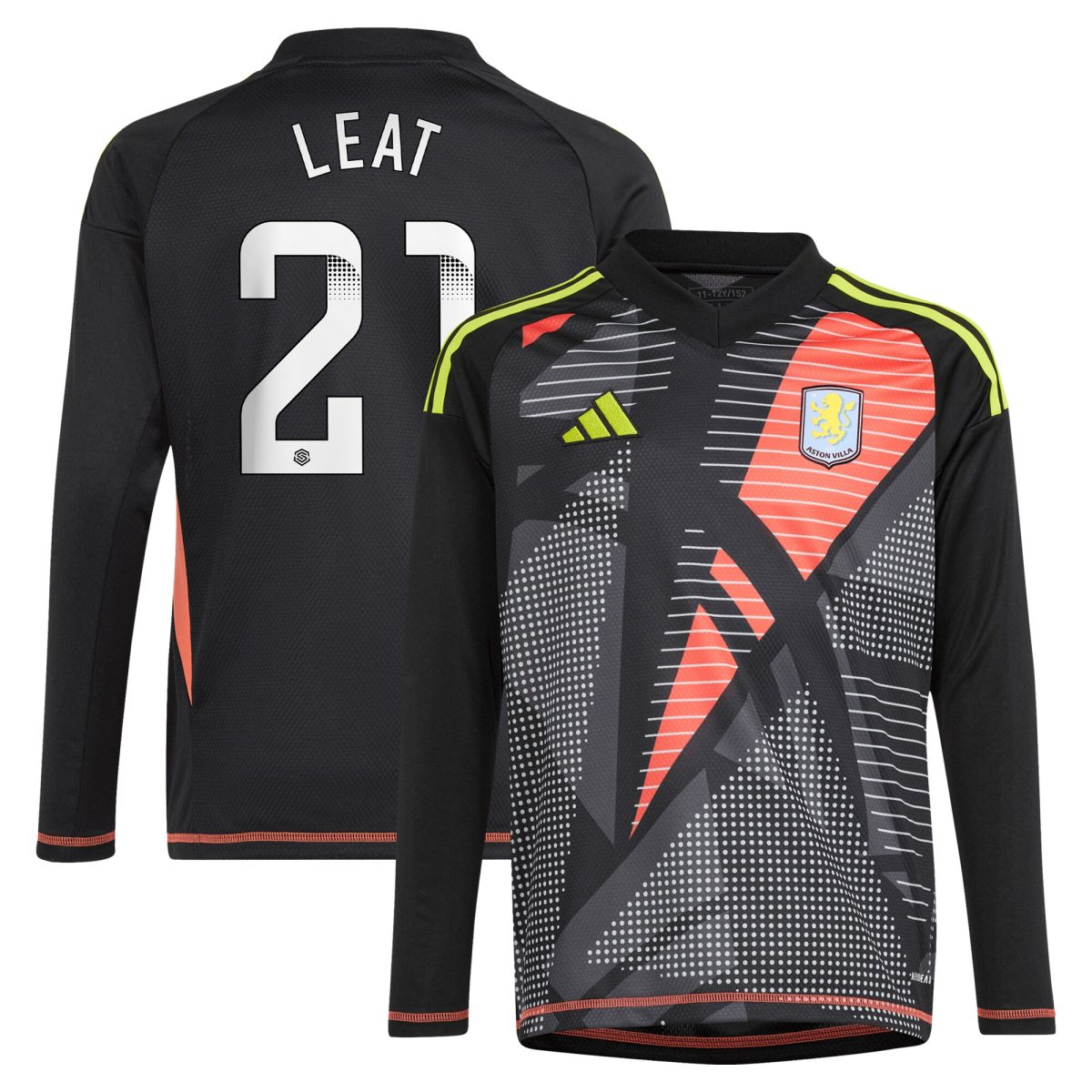 aston villa wsl adidas goalkeeper shirt 2024-25 – long sleeve – kids with leat 21 printing Collection | Aston Villa Shirts and Official Gear