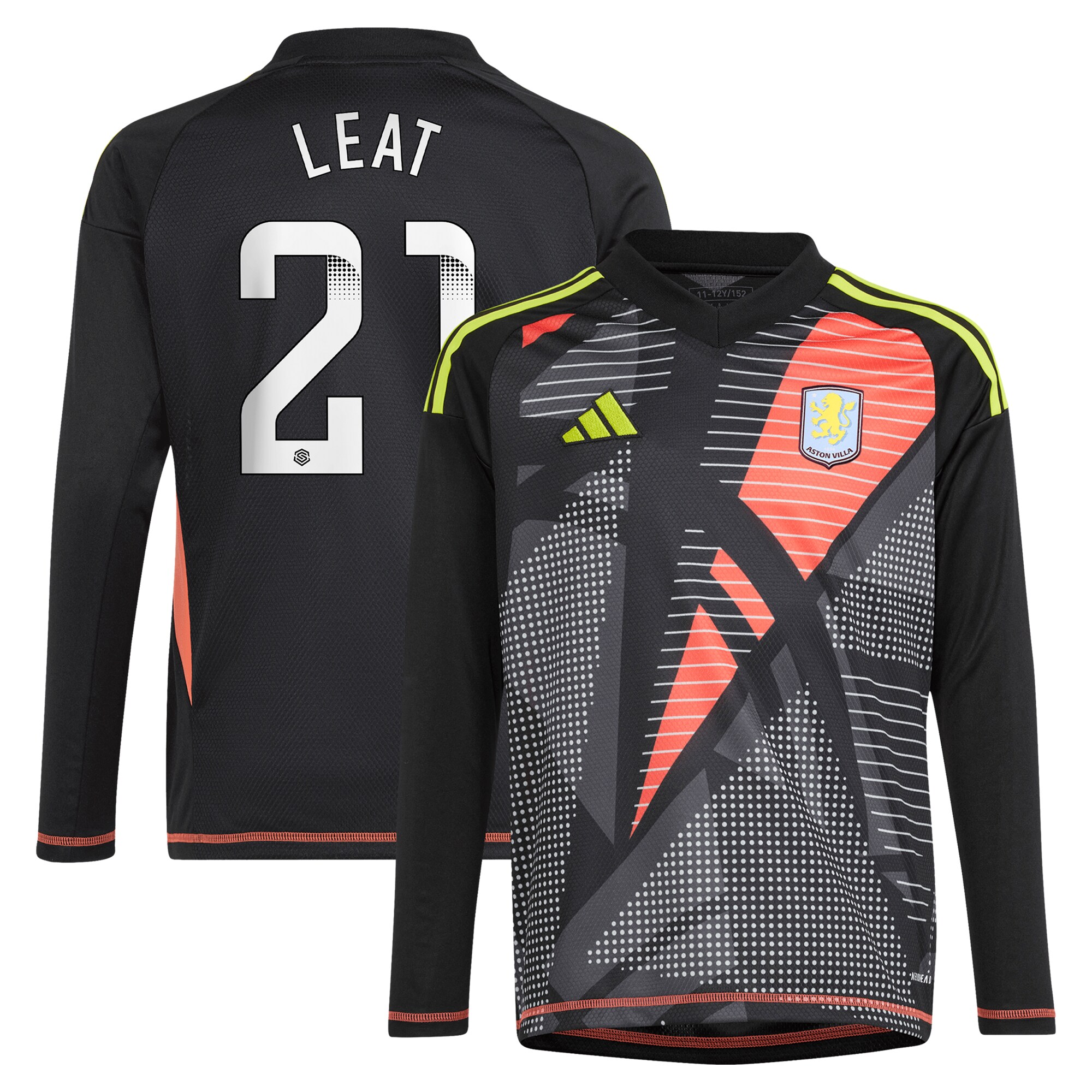 aston villa wsl adidas goalkeeper shirt 2024-25 – long sleeve – kids with leat 21 printing Collection | Aston Villa Shirts and Official Gear