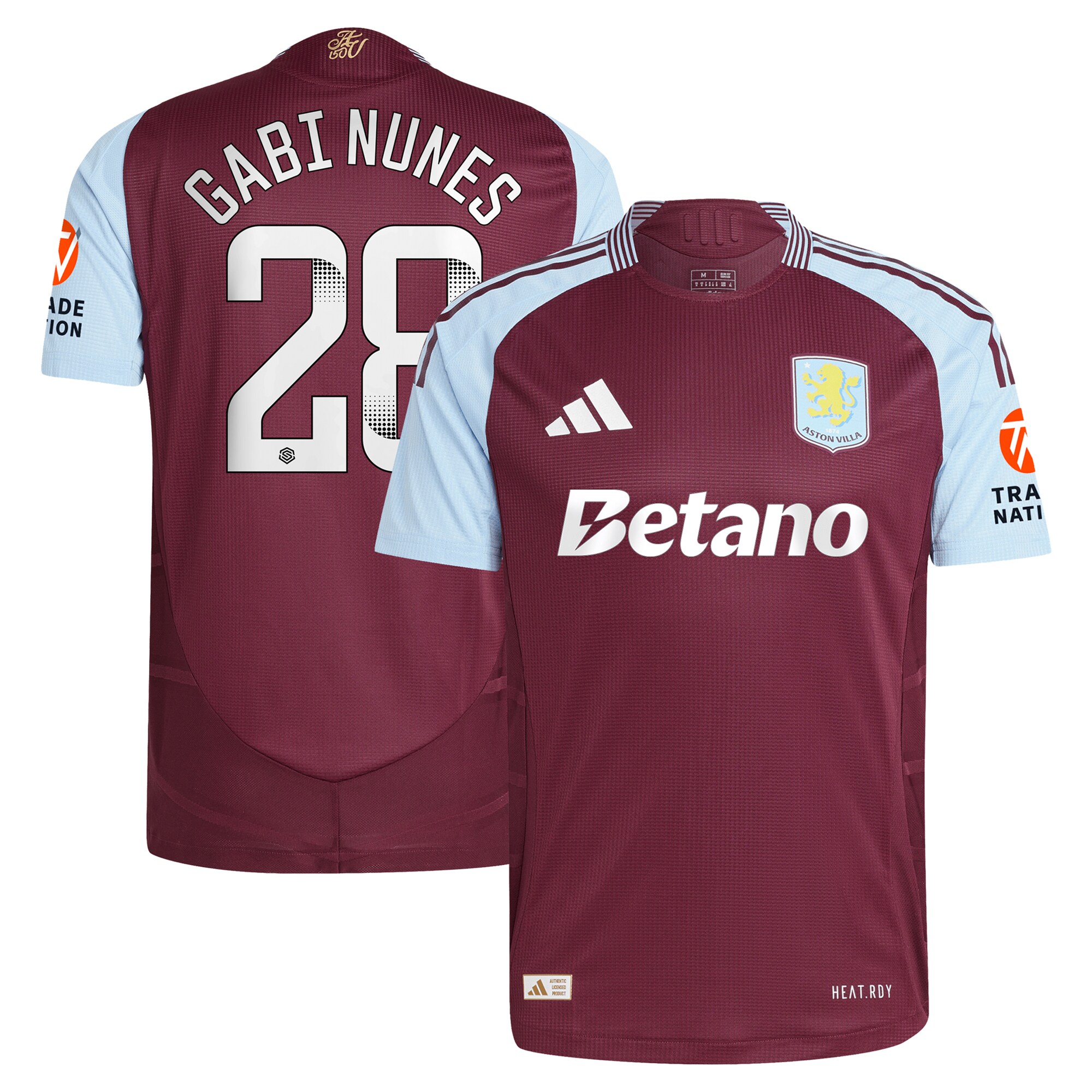 aston villa wsl adidas home authentic shirt 2024-25 with gabi nunes 28 printing Collection | Aston Villa Shirts and Official Gear