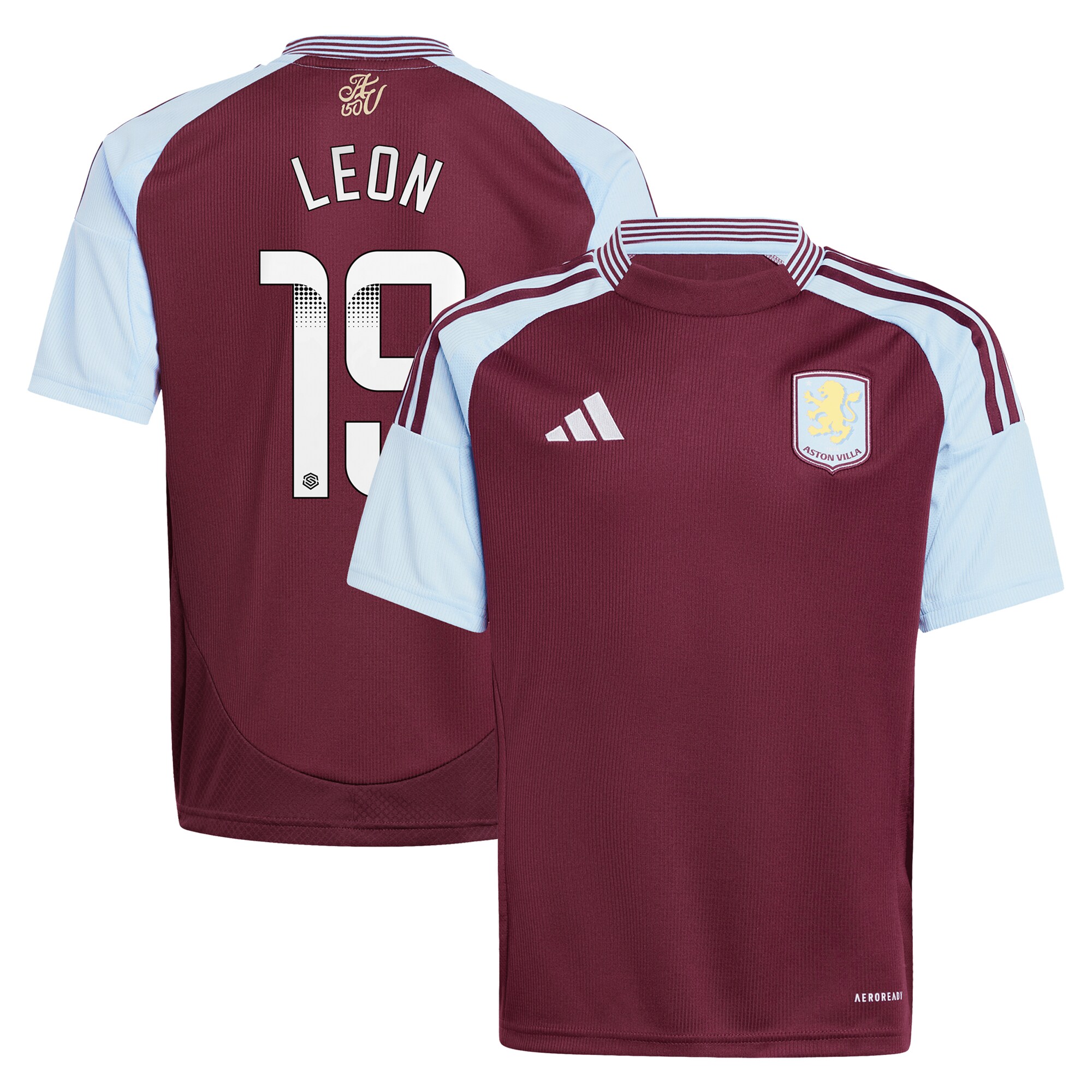 aston villa wsl adidas home shirt 2024-25 – kids with leon 19 printing Collection | Aston Villa Shirts and Official Gear