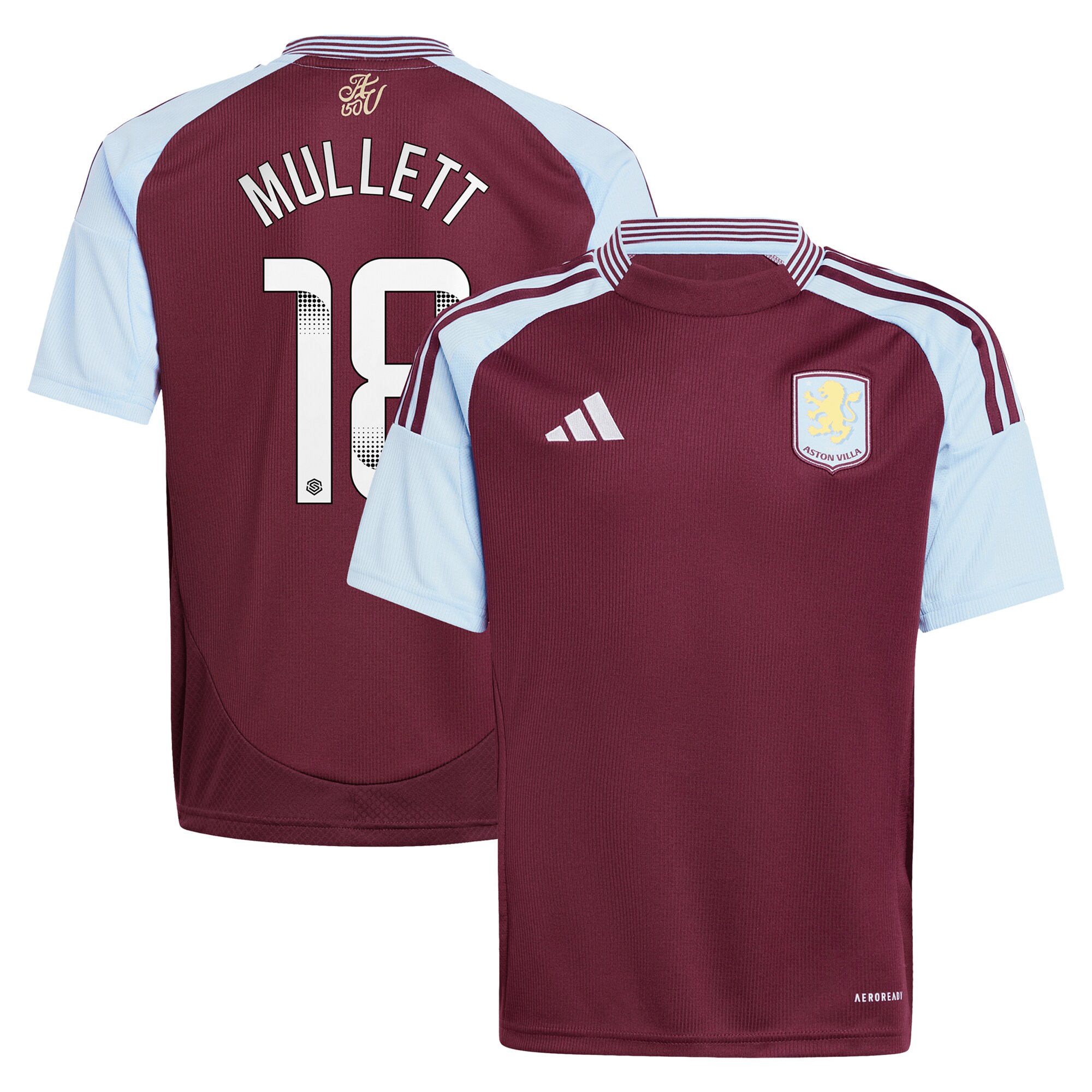 aston villa wsl adidas home shirt 2024-25 – kids with mullett 18 printing Collection | Aston Villa Shirts and Official Gear