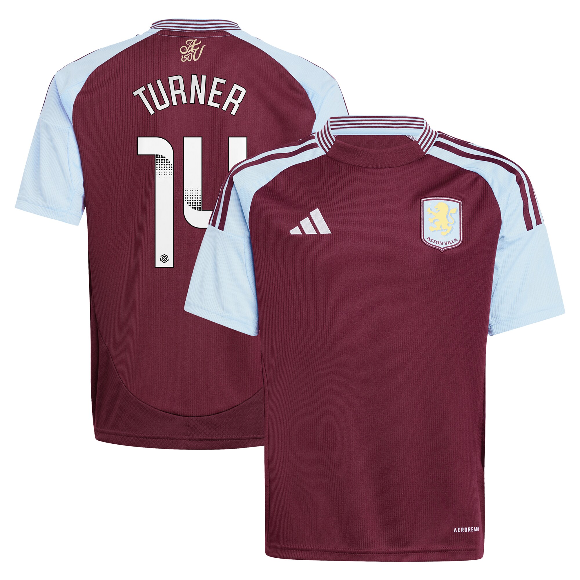 aston villa wsl adidas home shirt 2024-25 – kids with turner 14 printing Collection | Aston Villa Shirts and Official Gear