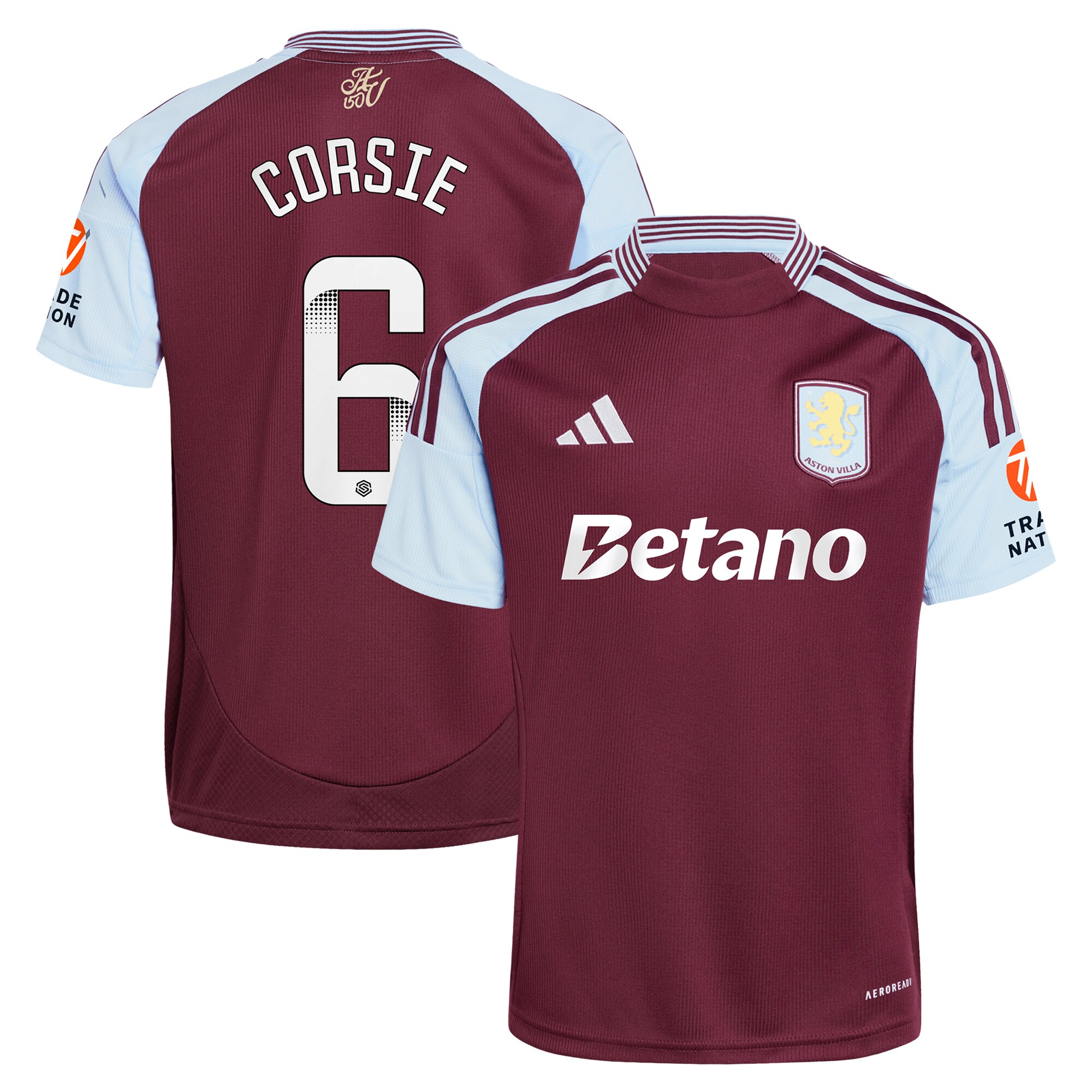 aston villa wsl adidas home shirt 2024-25 with corsie 6 printing Collection | Aston Villa Shirts and Official Gear