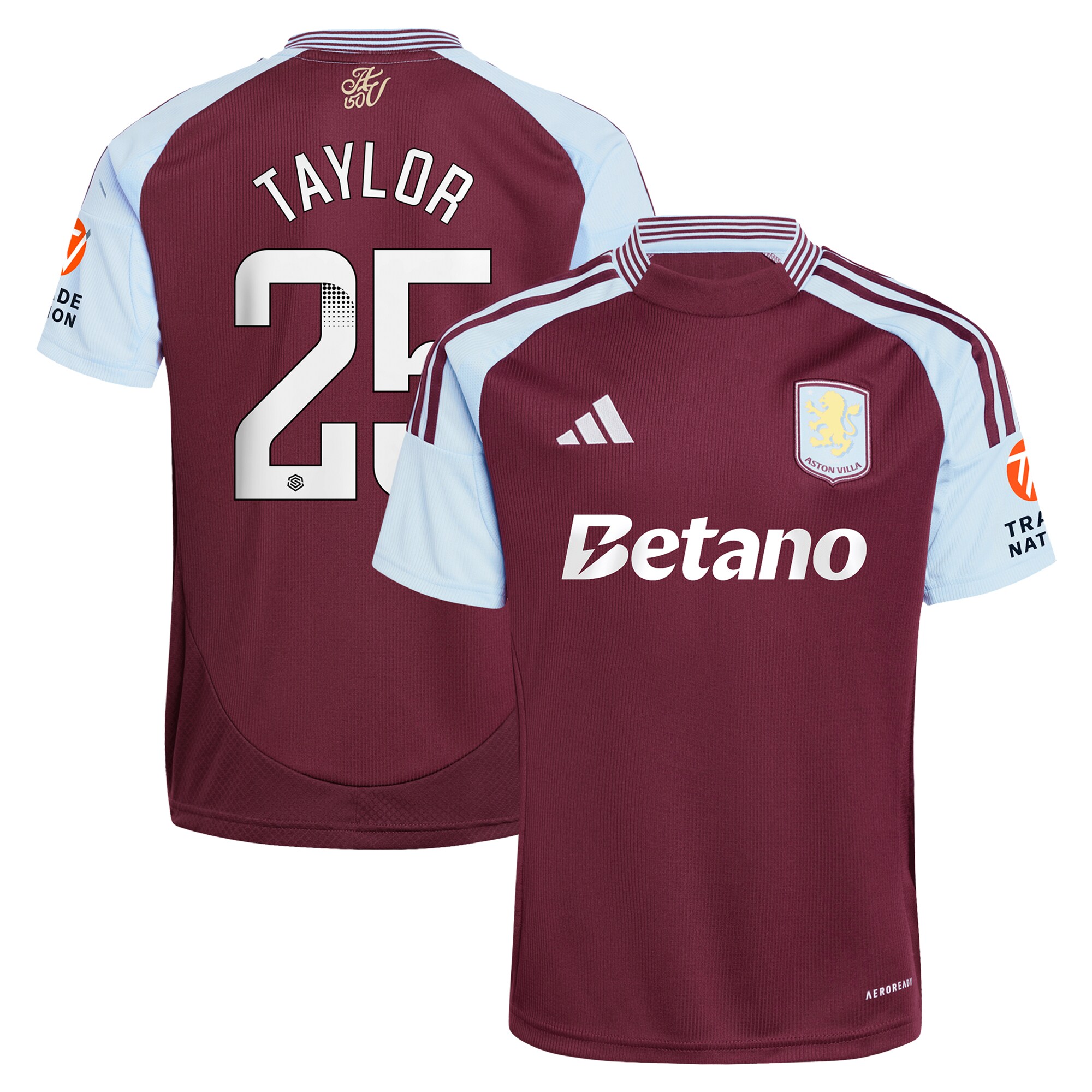 aston villa wsl adidas home shirt 2024-25 with taylor 25 printing Collection | Aston Villa Shirts and Official Gear