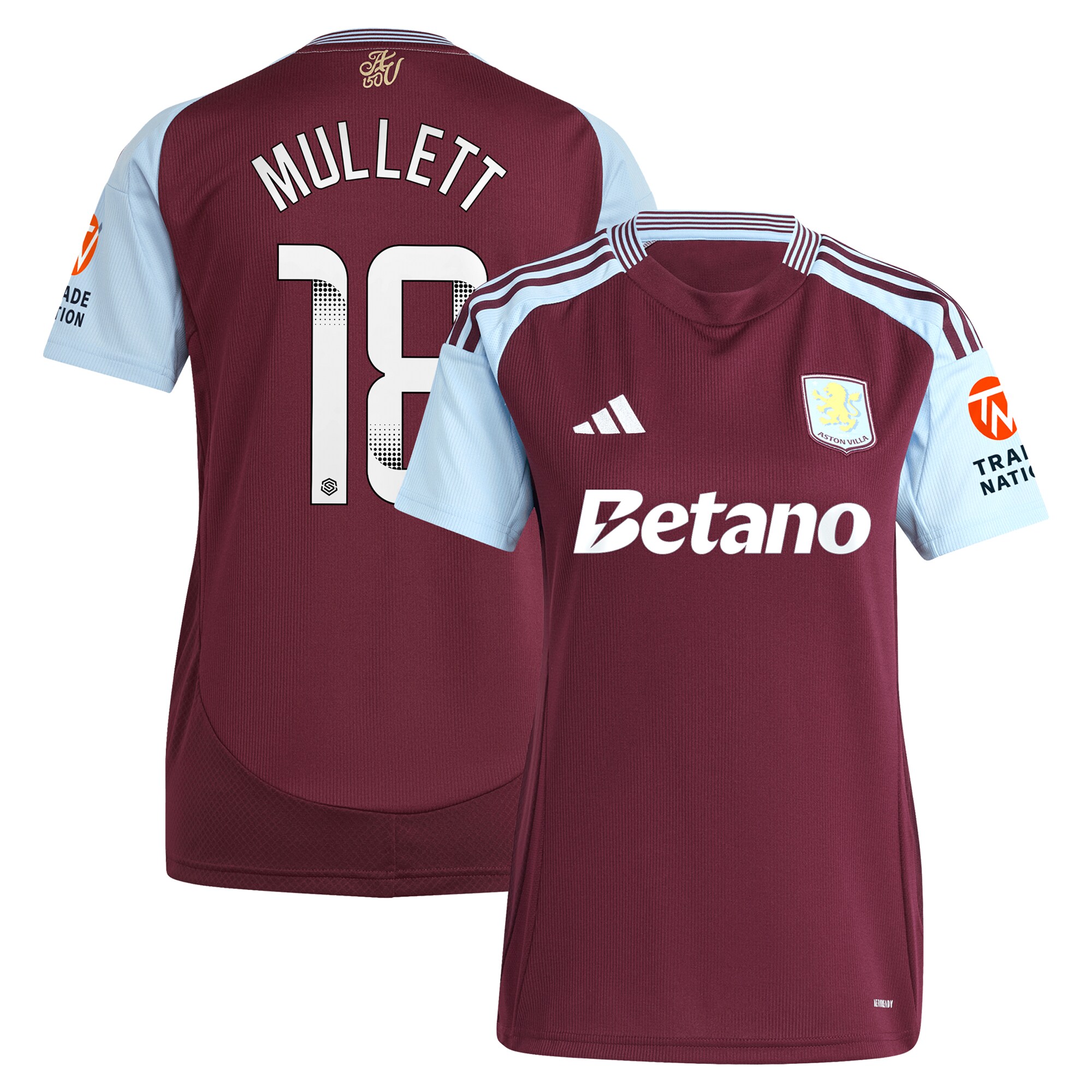 aston villa wsl adidas home shirt 2024-25 – womens with mullett 18 printing Collection | Aston Villa Shirts and Official Gear