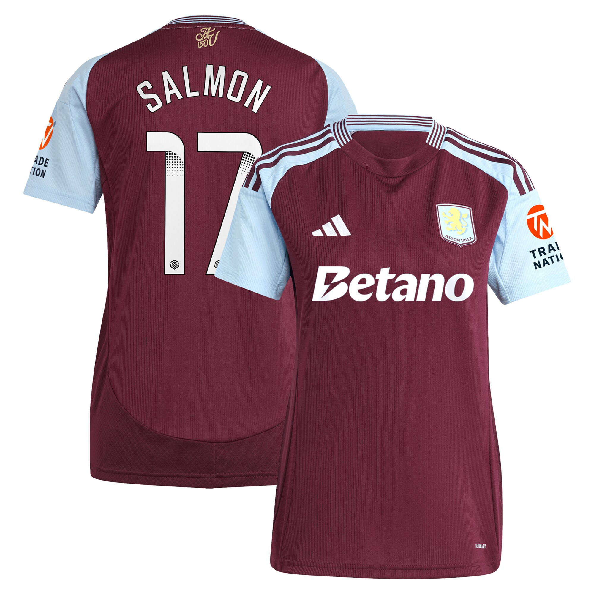 aston villa wsl adidas home shirt 2024-25 – womens with salmon 17 printing Collection | Aston Villa Shirts and Official Gear
