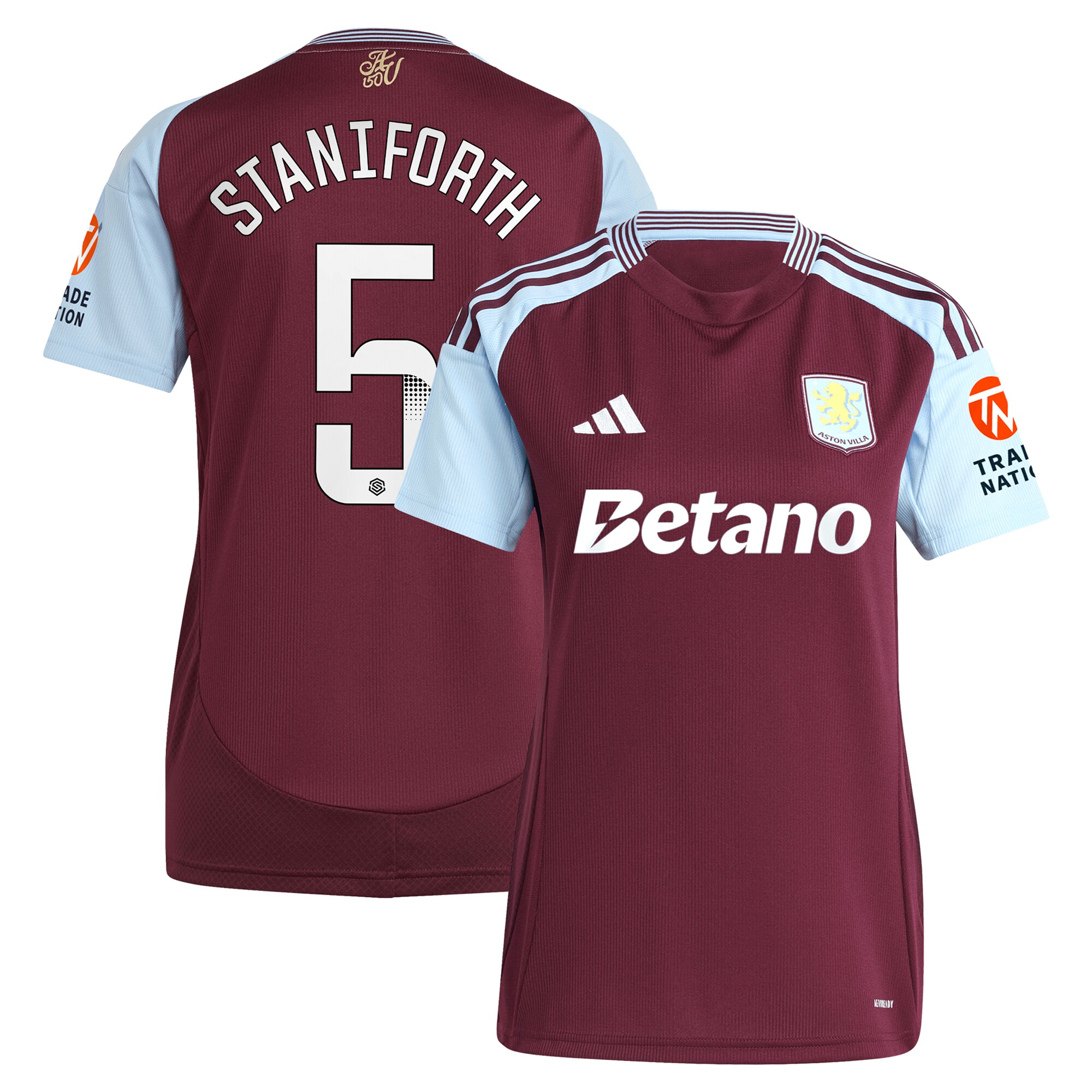 aston villa wsl adidas home shirt 2024-25 – womens with staniforth 5 printing Collection | Aston Villa Shirts and Official Gear